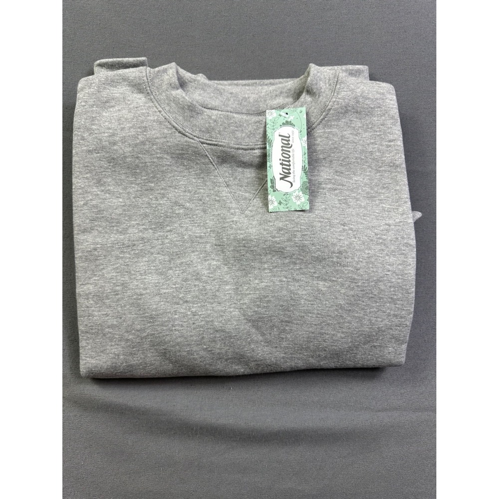 National Heather Gray Fleece Crewneck Sweatshirt Petite Large 18603HGRPL